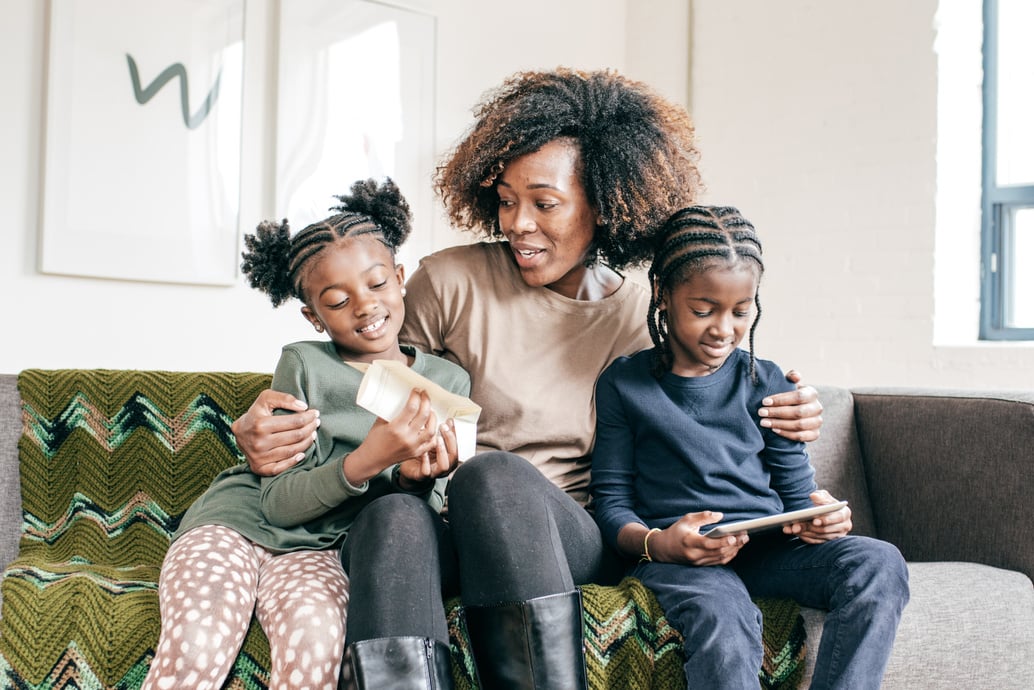 Mom and kids authentic moment