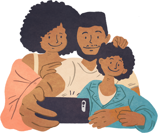 Textured Organic Family taking a Selfie